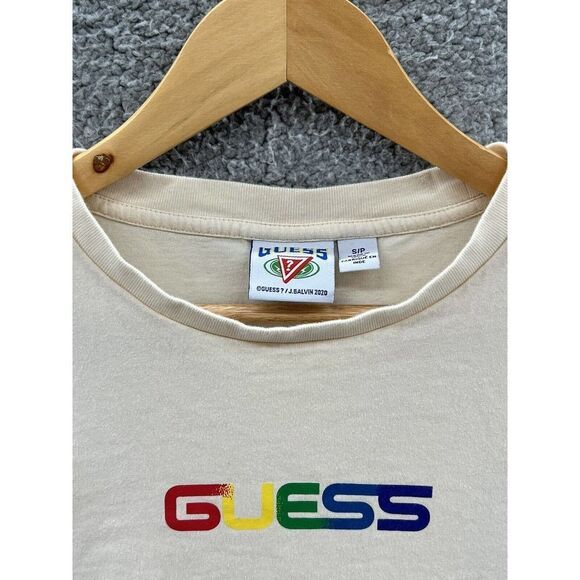 Guess x J Balvin Smiley Face Cream Off-White T-Shirt Size Small - Picture 4 of 4